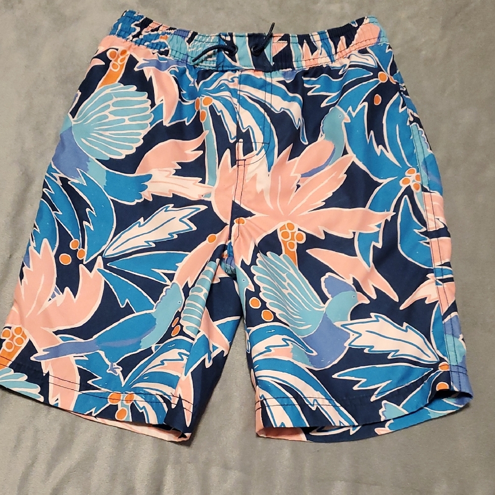 Tea Collection Blue and Pink Patterned Board Shorts